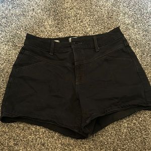 Black denim shorts